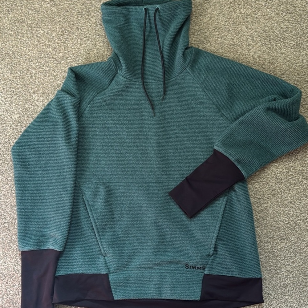 Simms Teal and Black Knit Hoodie size small NWOT